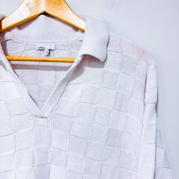 DEFROST Textured Knit Cropped Sweater White | Modern Casual | Small * - Picture 3 of 8